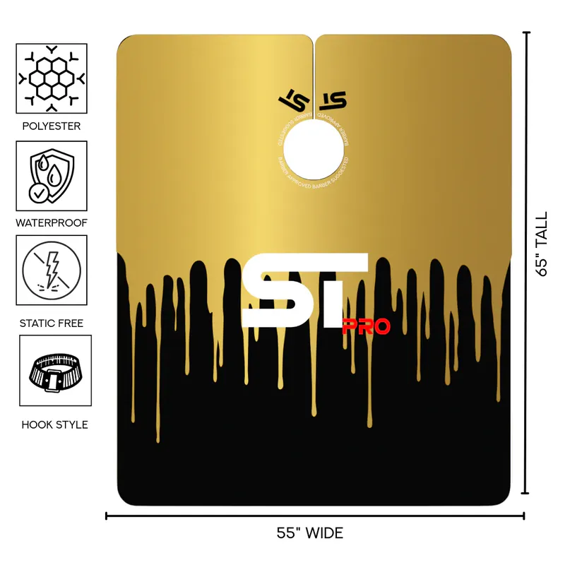 Frizerski ogrtač STpro Gold Drip - Slika 2