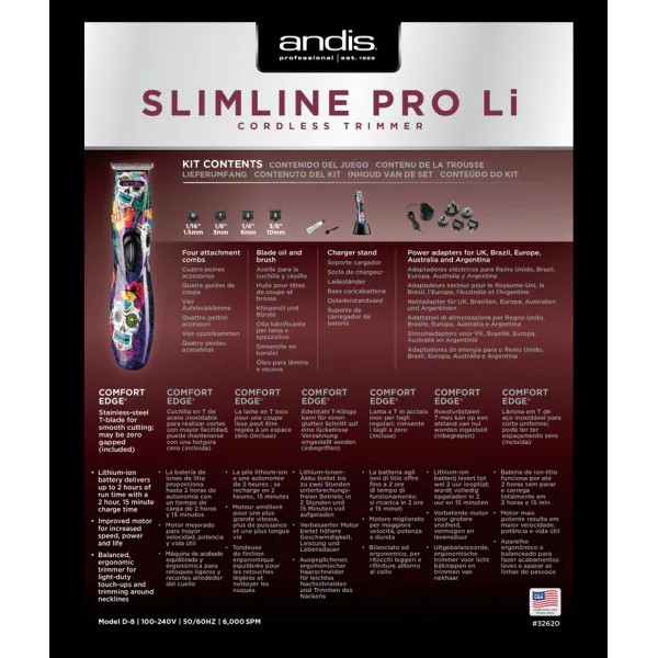 Andis Slimline Pro Ion T-Blade - Skull Design - Slika 5